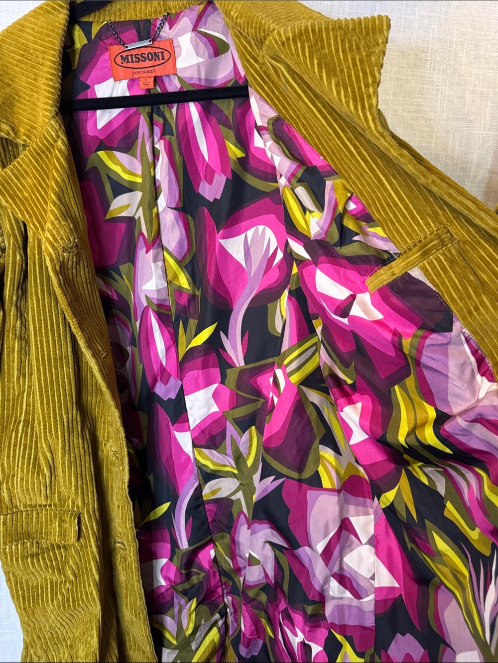 Missoni Olive-Mustard Corduroy Trench Coat - Picture 5 of 7